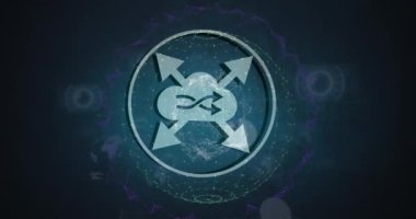 Dünya üzerindeki simgelerle bağlantı ağının animasyonu. küresel bağlantılar, veri işleme ve dijital arayüz konsepti dijital olarak oluşturulmuş video.