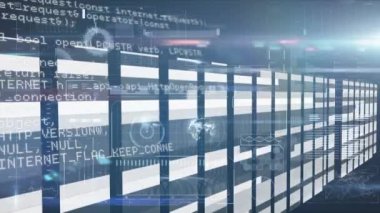 Sunucular üzerinde ışık ve veri işleme animasyonları. Sunucular üzerinden ışık ve veri işleme animasyonu.