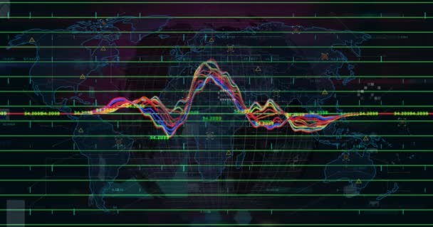 Grafikonok Pénzügyi Adatok Animációja Sötét Háttérrel Globális Pénzügyi Gazdasági Technológiai — Stock videók
