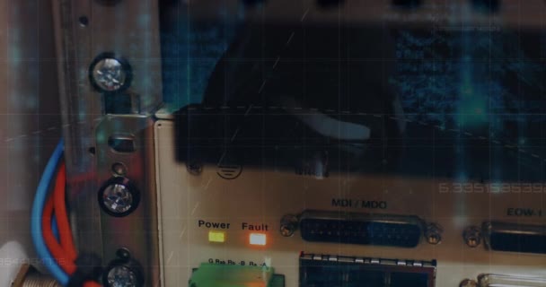 Data Processing Close Computer Server Male Hacker Cyber Security Business — Vídeos de Stock