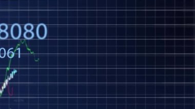 Mavi arkaplanda veri işleme animasyonu. küresel iş ve dijital arayüz kavramı dijital olarak oluşturulmuş video.