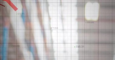 Depoda veri işleme animasyonu. Küresel iş ve dijital arayüz kavramı dijital olarak oluşturulmuş video.