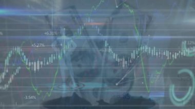 Grafiklerin animasyonu ve dolar üzerinden finansal veriler. İş, finans, ekonomi ve konsept dijital olarak üretilen video.