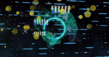 Grafiklerin ve noktaların siyah arkaplandaki animasyonu. Maliye, ekonomi ve teknoloji kavramı dijital olarak oluşturulmuş video.