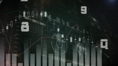 Siyah arkaplan üzerinde veri işleme animasyonu. küresel iş ve dijital arayüz kavramı dijital olarak oluşturulmuş video.