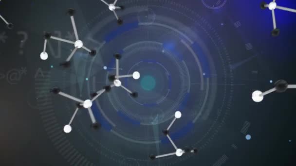 Animação Moléculas Caindo Sobre Rede Conexões Sobre Fundo Preto Rede — Vídeo de Stock