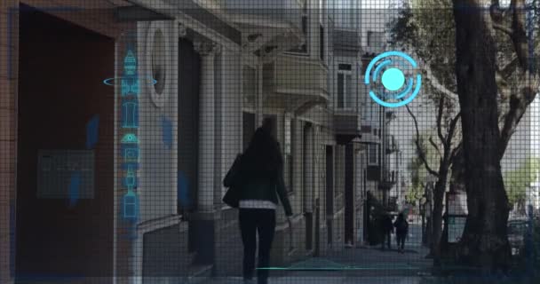 도시에 데이터 애니메이션 글로벌 비즈니스 디지털 인터페이스 디지털 비디오 — 비디오