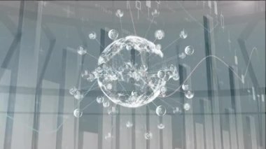 Finansal verilerin ve bağlantıları olan grafiklerin animasyonu. küresel finans, ekonomi, iş ve teknoloji kavramı dijital olarak oluşturulmuş video.