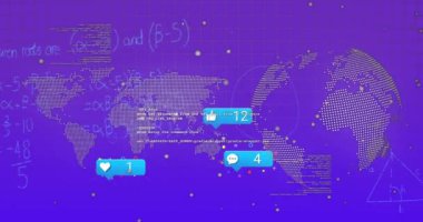 Mavi arkaplanda veri işleme animasyonu. küresel iş ve dijital arayüz kavramı dijital olarak oluşturulmuş video.