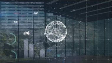 Finansal verilerin ve bağlantıları olan grafiklerin animasyonu. küresel finans, ekonomi, iş ve teknoloji kavramı dijital olarak oluşturulmuş video.