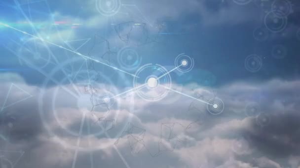 Animație Rețea Conexiuni Cerul Noros Rețea Conexiuni Concept Tehnologic Generat — Videoclip de stoc