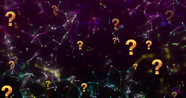 Animation Question Mark Icons Network Connections Black Background Global Connections — ストック動画