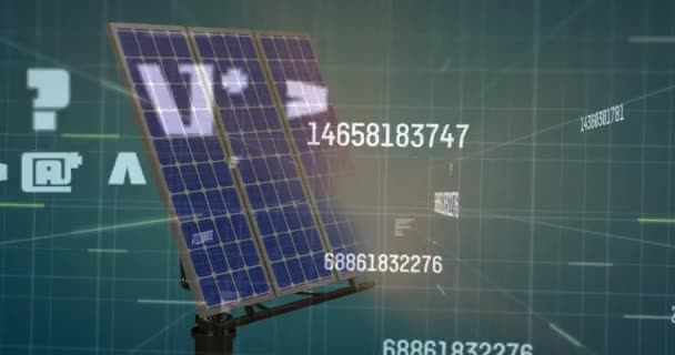 Animação Dados Financeiros Gráficos Sobre Painéis Solares Conceito Energia Verde — Vídeo de Stock