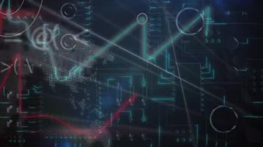 Siyah arkaplan üzerinde veri işleme animasyonu. küresel iş ve dijital arayüz kavramı dijital olarak oluşturulmuş video.