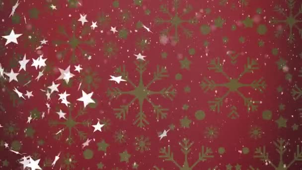 Animação Noel Sobre Estrelas Fundo Vermelho Natal Tradição Conceito Celebração — Vídeo de Stock