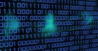 Siyah arkaplan üzerinde veri işleme animasyonu. küresel iş ve dijital arayüz kavramı dijital olarak oluşturulmuş video.