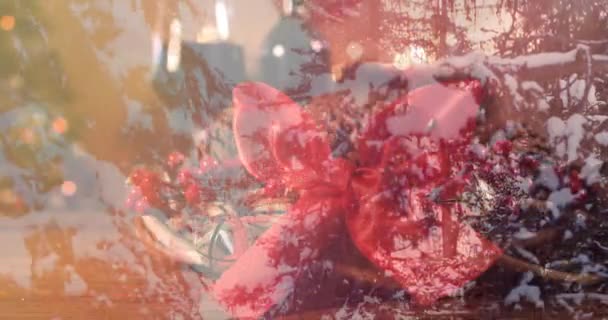 クリスマスに飾られた家の上のモミの木のアニメーション クリスマス 伝統とデジタルインターフェイスの概念デジタル生成されたビデオ — ストック動画