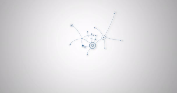 与灰色背景上的斑点连接的蓝色网络的动画 全球连接和联网概念数字生成的视频 — 图库视频影像