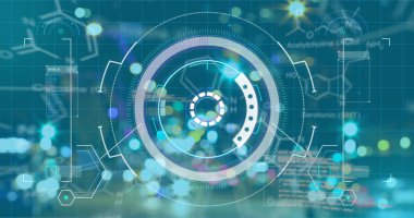 Yol üzerinde tarama ve veri işleme alanı görüntüsü. küresel iş ve dijital arayüz kavramı dijital olarak oluşturulmuş görüntü.