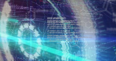 Siyah arkaplanda tarama ve veri işleme görüntüsü. küresel iş ve dijital arayüz kavramı dijital olarak oluşturulmuş görüntü.