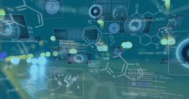 Yol üzerinde şekil ve veri işleme resimleri. küresel iş ve dijital arayüz kavramı dijital olarak oluşturulmuş görüntü.