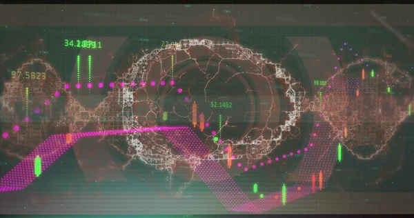 脳上の範囲スキャンとデータ処理のイメージ グローバルビジネスとデジタルインターフェースのコンセプトデジタルで生成された画像 — ストック写真