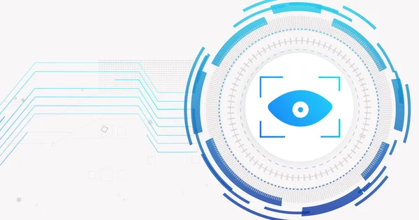 Imagen Red Conexiones Ojo Sobre Fondo Blanco Ciberseguridad Interfaz Digital —  Fotos de Stock