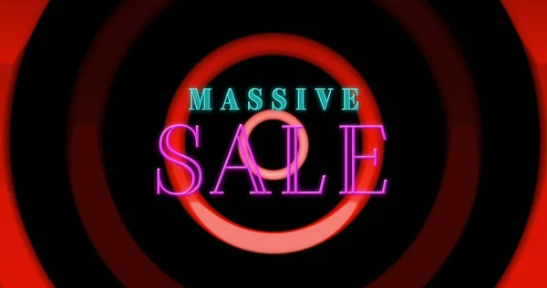 Image of massive sale and moving colorful circles. global sales, retail, business and digital interface concept digitally generated image.