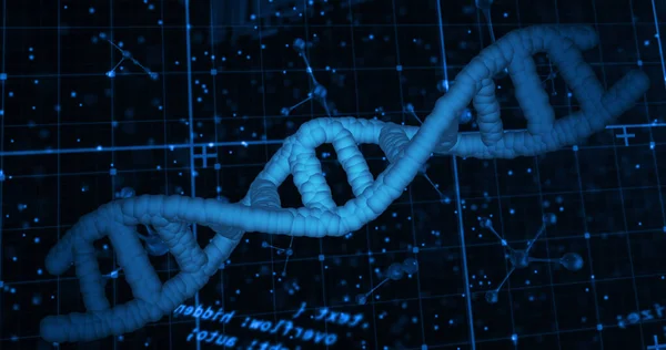 Bilde Dna Streng Databehandling Svart Bakgrunn Begrepet Global Vitenskap Digitale – stockfoto