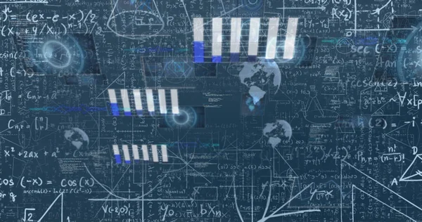 Imagen Ecuaciones Matemáticas Procesamiento Datos Sobre Fondo Azul Concepto Global —  Fotos de Stock