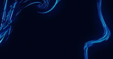 Siyah arkaplan üzerinde ışık izlerinin canlandırılması. Soyut arkaplan ve dijital arayüz kavramı dijital olarak oluşturulmuş video.