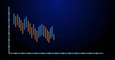 Donanma geçmişi üzerinden finansal grafiğin animasyonu. Matematik, istatistik, finans, ekonomi ve teknoloji konsepti dijital olarak oluşturulmuş video.