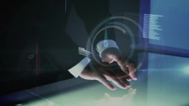 Animation Data Processing Caucasian Businessman Global Business Digital Interface Concept — стоковое видео