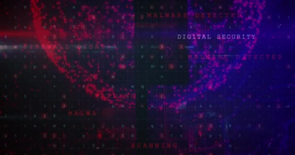 세계의 디지털 사이버 범죄를 배경으로 애니메이션화하고 있습니다 글로벌 네트워크 데이터 — 비디오
