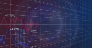 Dünya üzerinde dönen finansal veri ve grafiklerin görüntüsü. küresel finans, ekonomi, iş ve dijital arayüz kavramı dijital olarak oluşturulmuş görüntü.