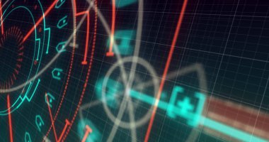 Siyah dijital alanda veri işleme görüntüsü. veri işleme, teknoloji ve dijital arayüz kavramı dijital olarak oluşturulmuş görüntü.