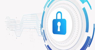 Beyaz arkaplandaki bağlantı ve asma kilit görüntüsü. siber güvenlik ve dijital arayüz kavramı dijital olarak oluşturulmuş görüntü.