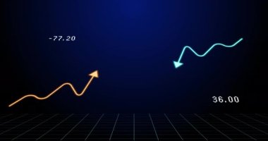 Donanma geçmişi üzerinden finansal grafiğin animasyonu. Matematik, istatistik, finans, ekonomi ve teknoloji konsepti dijital olarak oluşturulmuş video.