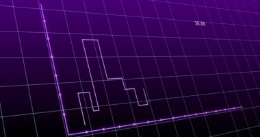 Finansal grafiğin menekşe arkaplan üzerindeki animasyonu. Matematik, istatistik, finans, ekonomi ve teknoloji konsepti dijital olarak oluşturulmuş video.