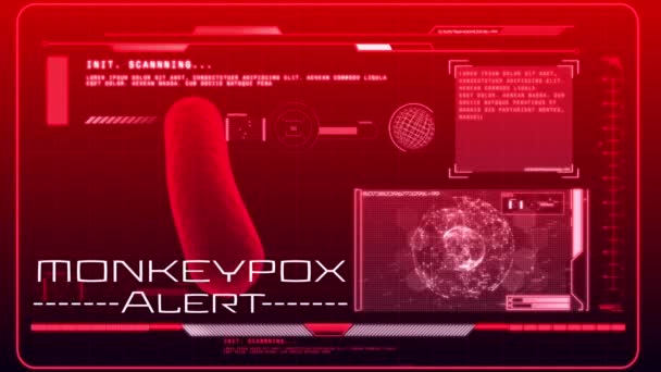 Animation Von Monkeypox Text Und Datenverarbeitung Auf Rotem Hintergrund Globale — Stockvideo