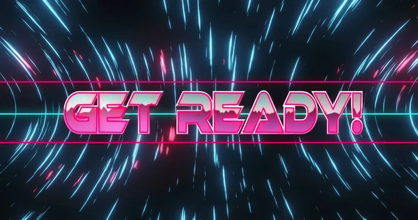 Image Get Ready Text Moving Blue Pink Light Trails Image — Stock Photo, Image
