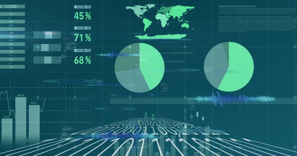 Image Data Processing Binary Coding Blue Background Global Business Finances – stockfoto