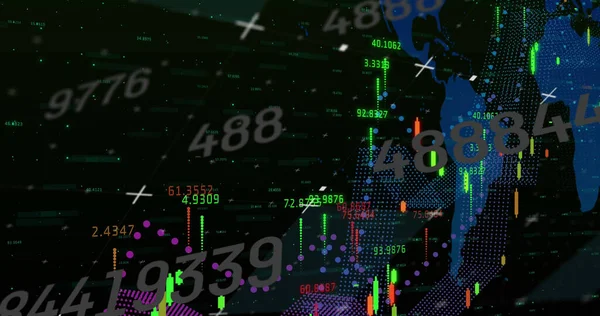 Immagine Elaborazione Dati Numeri Sfondo Nero Business Globale Finanze Connessioni — Foto Stock