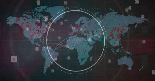 Imagem Fio Dna Sobre Mapa Mundo Negócio Global Finanças Conexões — Fotografia de Stock