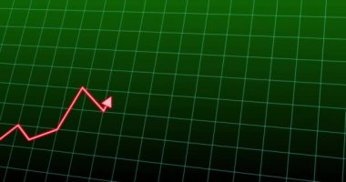 Finansal grafiğin yeşil arka plan üzerindeki animasyonu. Matematik, istatistik, finans, ekonomi ve teknoloji konsepti dijital olarak oluşturulmuş video.