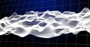 Donanma arka planında hareket eden dalgaların animasyonu. Matematik, istatistik, finans, ekonomi ve teknoloji konsepti dijital olarak oluşturulmuş video.