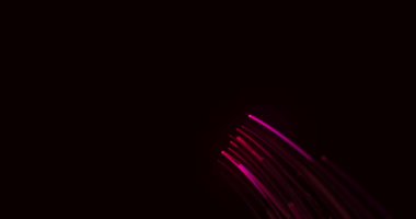 Siyah arkaplan üzerinde ışık izlerinin canlandırılması. Soyut arkaplan ve dijital arayüz kavramı dijital olarak oluşturulmuş video.