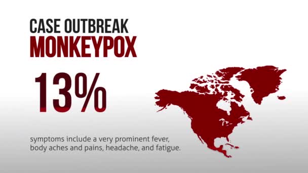 Animation Von Monkeypox Text Und Weltkarte Auf Weißem Hintergrund Globale — Stockvideo