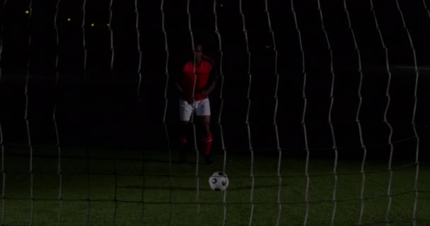 Κινούμενο Φως Κηλίδες Πάνω Από Την Αφρική Αμερικανός Ποδοσφαιριστής Αρσενικό — Αρχείο Βίντεο