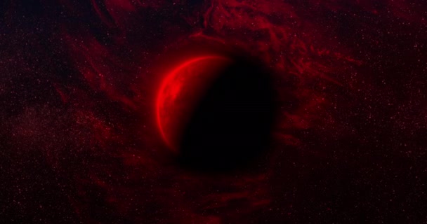 Animación Del Planeta Rojo Espacio Negro Astronomía Cosmos Universo Concepto — Vídeo de stock